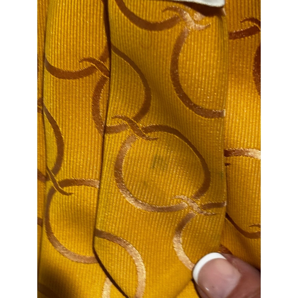 Vintage Fashion Craft Mens Gold Mustard Circle Pattern Necktie tie 70's MCM work - Picture 4 of 6